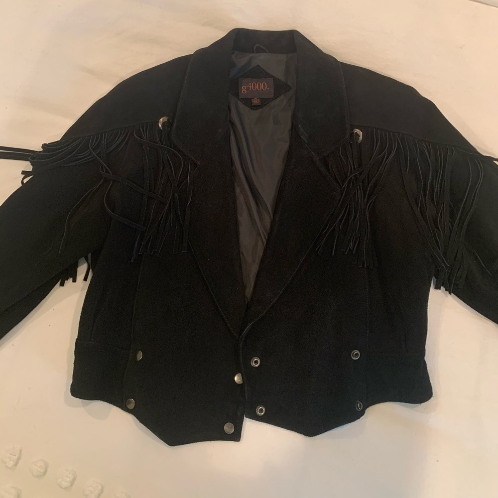 Black Suede Fringe Moto/Western Jacket